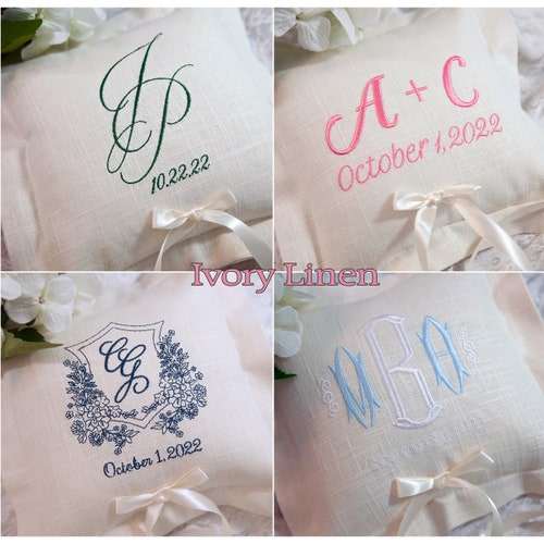 Personalized Monogrammed Ring Bearer Pillow