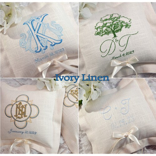 Personalized Monogrammed Ring Bearer Pillow
