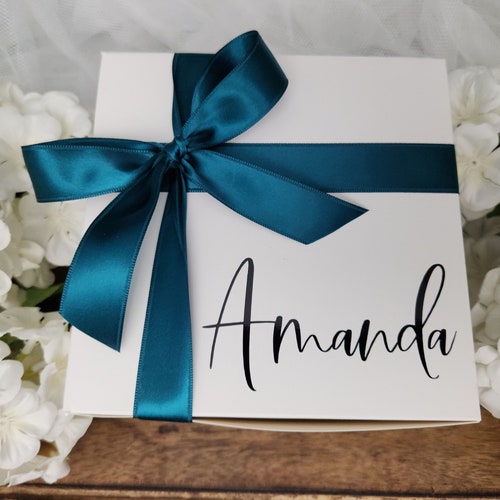 Personalized Bridesmaid Gift Box with Ribbon – 8x8x4