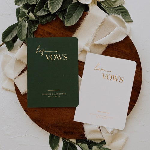 Personalized Wedding Vow Books – His & Her Vow Book Set, Gold Foil Custom Vow Renewals