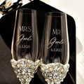 Personalized Champagne Flutes and Cake Cutting Set for Weddings & Anniversaries