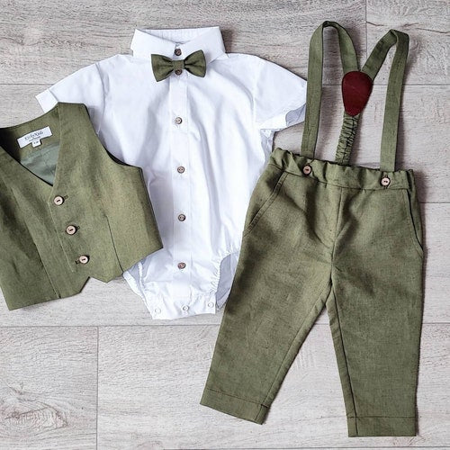 Baby Boy Olive Green Suit Set