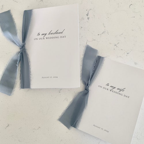 Handmade Paper Vow Books Set of 2 – His and Hers, Personalized with Silk Ribbon