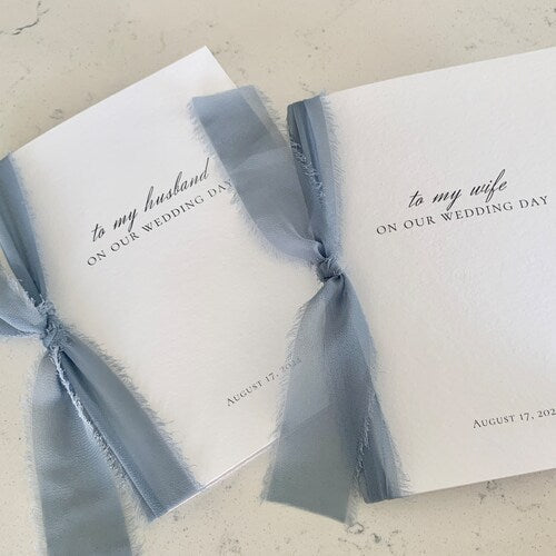 Handmade Paper Vow Books Set of 2 – His and Hers, Personalized with Silk Ribbon
