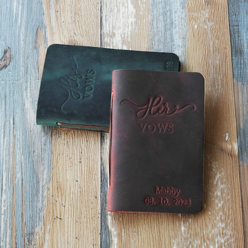 Personalized Leather Wedding Vow Book – Custom His/Her Vow Books, Bridal Shower Gift