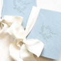 Antique Blue and Ivory Letterpress Vow Booklets – His & Hers Wedding Vow Books