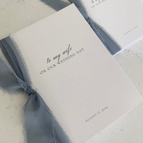 Handmade Paper Vow Books Set of 2 – His and Hers, Personalized with Silk Ribbon