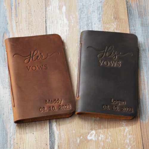 Personalized Leather Wedding Vow Book – Custom His/Her Vow Books, Bridal Shower Gift