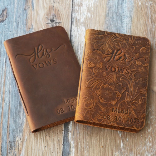 Personalized Leather Wedding Vow Book – Custom His/Her Vow Books, Bridal Shower Gift