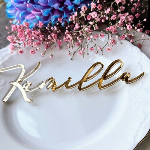 Custom Gold Mirror Acrylic Wedding Place Cards