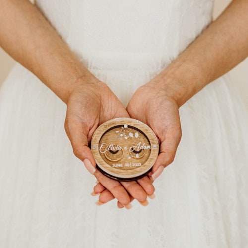 Personalized Ring Bearer Box with Glass Cover | Custom Wedding Ring Box | Rustic Engagement Ring Box