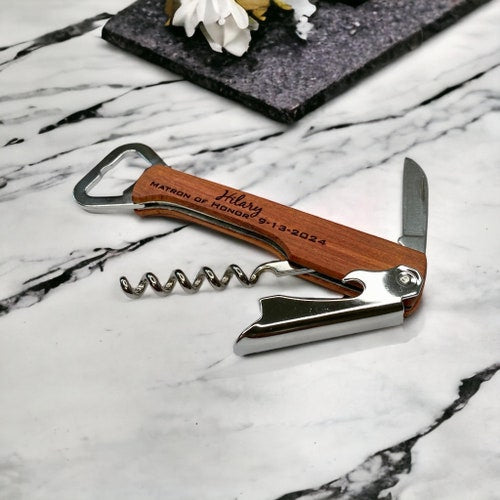 Engraved Corkscrew Bottle Opener