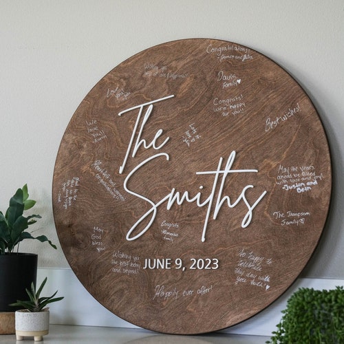 Guest Book Alternative – Personalized Layered Wood Wedding Sign