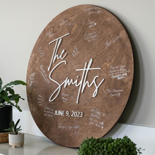 Guest Book Alternative – Personalized Layered Wood Wedding Sign