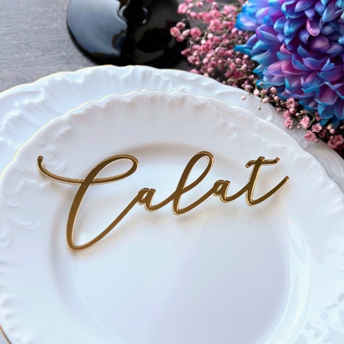 Custom Gold Mirror Acrylic Wedding Place Cards