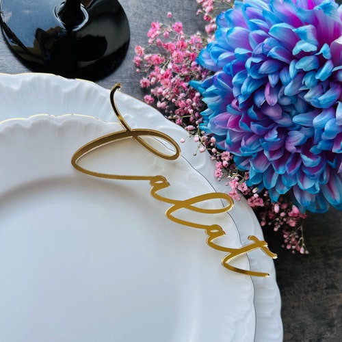 Custom Gold Mirror Acrylic Wedding Place Cards