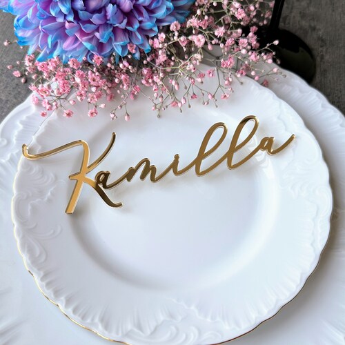 Custom Gold Mirror Acrylic Wedding Place Cards