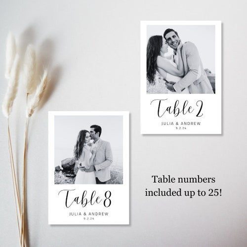 Wedding Table Numbers – Editable Photo Template (Printable)