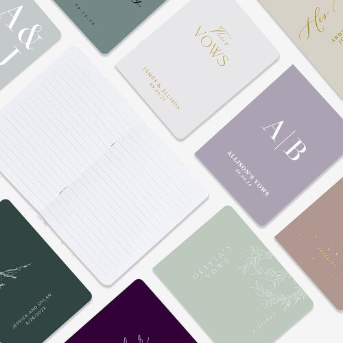 Custom Modern Wedding Vow Books – Set of 2 with Real Gold Foil