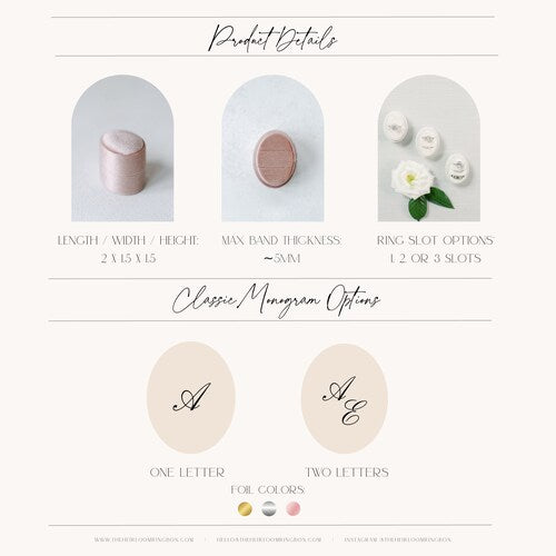 Custom Velvet Heirloom Ring Box – Personalized Engagement & Wedding Ring Box, Triple Slot, Double Slot, or Single Slot