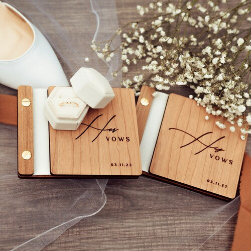 Custom Wedding Vow Books Set of 2 | His & Her Personalized Vow Books