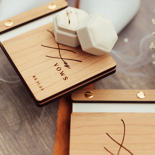 Custom Wedding Vow Books Set of 2 | His & Her Personalized Vow Books