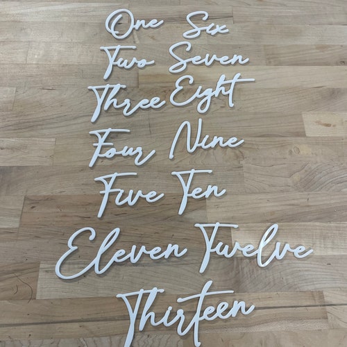 Modern Cursive Acrylic Table Numbers Set – DIY Wedding Decor with Glue