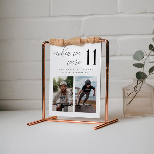 Photo Table Numbers Wedding Template – Minimalist Childhood Ages Design (Editable)
