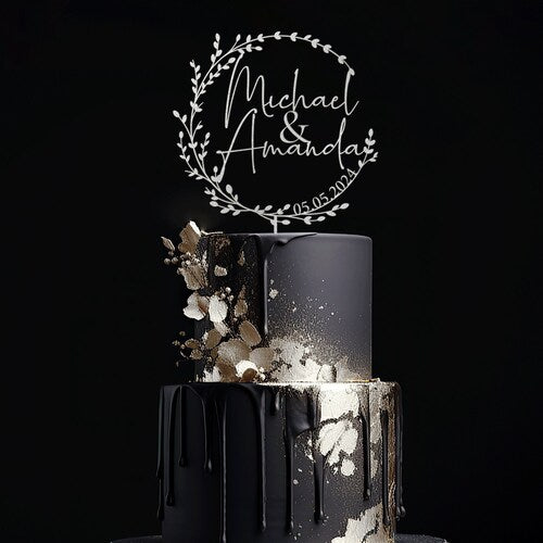 Personalized Gold Wedding Cake Topper – Mr. & Mrs. Custom Design