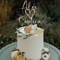 Heart-Shaped Personalized Wedding Cake Topper – Custom Date Design