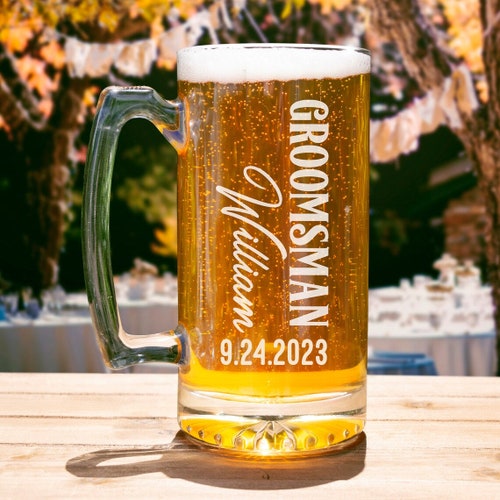 Personalized Wedding Beer Mug for Groomsmen