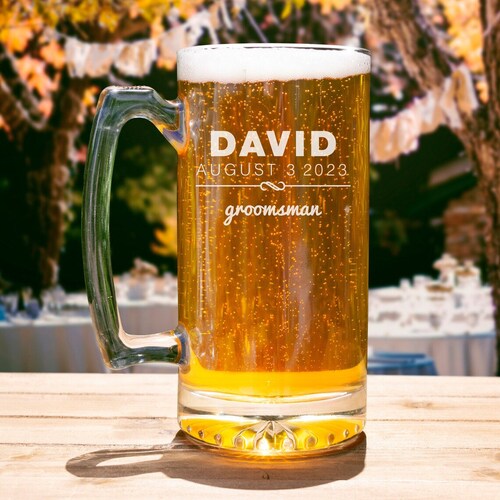 Personalized Wedding Beer Mug for Groomsmen