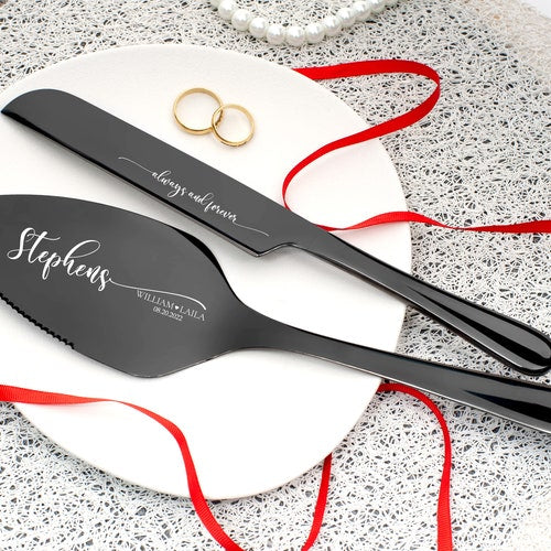 Personalized Wedding Cake Cutting Set with Forks