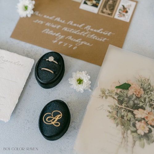 Custom Velvet Ring Box | Personalized Wedding Ring Box | Single, Double, or Triple Slot | Elegant Heirloom Design
