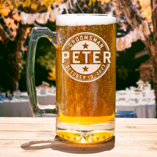 Personalized Wedding Beer Mug for Groomsmen