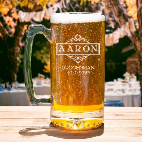 Personalized Wedding Beer Mug for Groomsmen