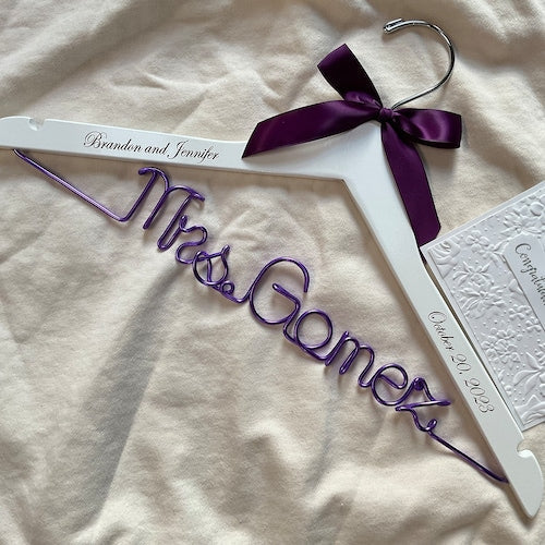Personalized Wedding Dress Hanger with Silver Wire Name