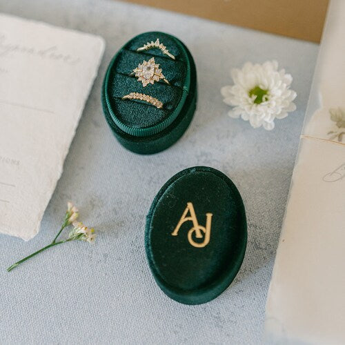 Custom Velvet Ring Box – Personalized Wedding Ring Box with Multiple Slot Options