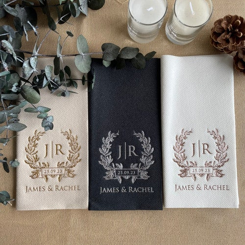 Personalized Luxury Wedding Napkins with Minimalist Design