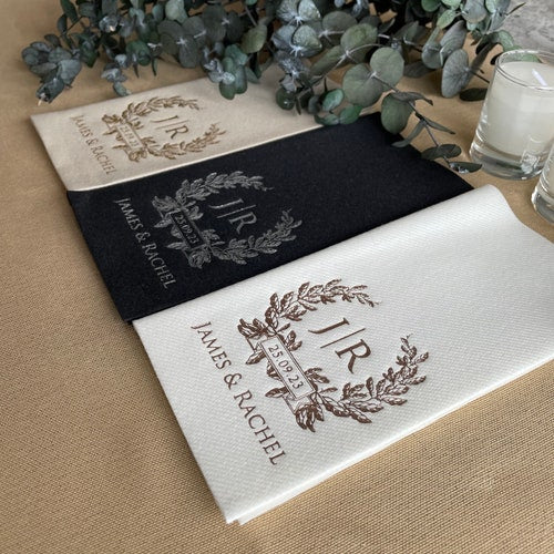 Personalized Luxury Wedding Napkins with Minimalist Design