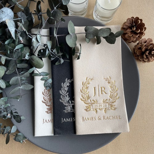 Personalized Luxury Wedding Napkins with Minimalist Design