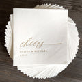 Personalized Gold Foil "Cheers" Wedding Cocktail Napkins