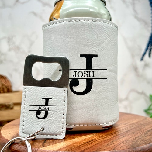 Personalized Can Cooler with Bottle Opener for Groomsmen