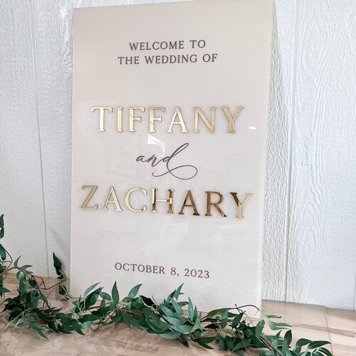 3D Acrylic Mirror Wedding Welcome Sign