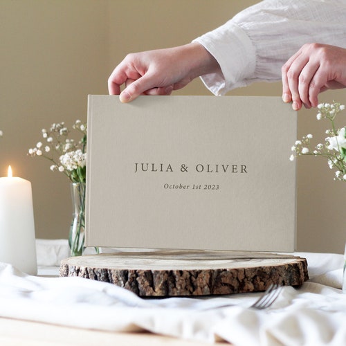 Personalized Linen Wedding Guest Book