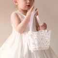 Lace Flower Girl Basket with Satin Ribbon Handle