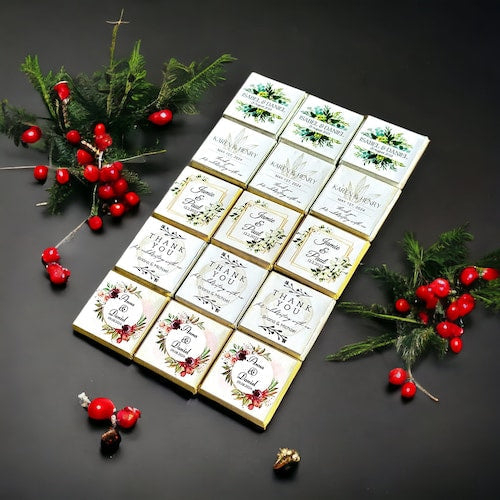 50 Personalized Mini Wedding Chocolate Favors