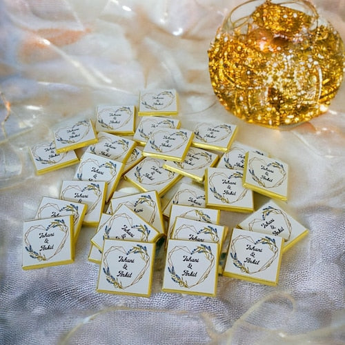 50 Personalized Mini Wedding Chocolate Favors