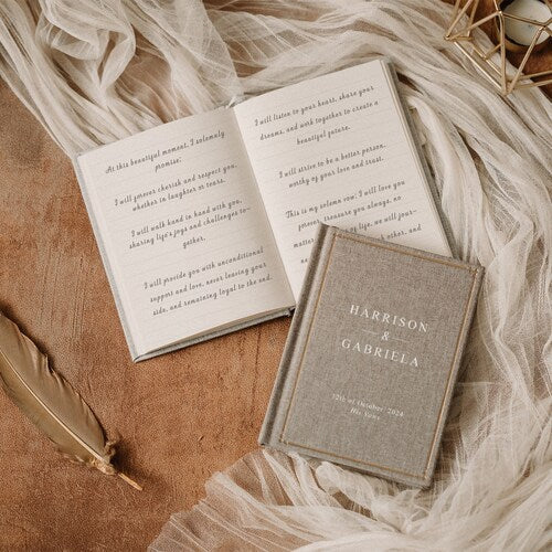 Personalized Wedding Vow Book Set – 2 Vow Books & Luxury Speech Notebook