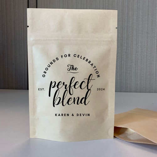 "The Perfect Blend" Personalized Coffee Wedding Favor Bags